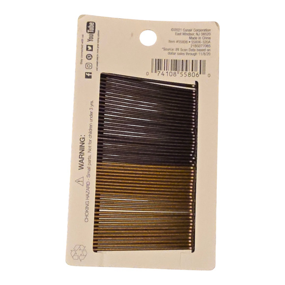 Conair No-Slip  Grip Color Match Bobby Pins Brunette 50 Pieces #55806 - Picture 2 of 2